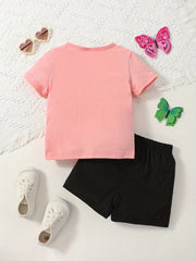 Toddler Girls Heart & Butterfly Graphic Tee & Shorts Set