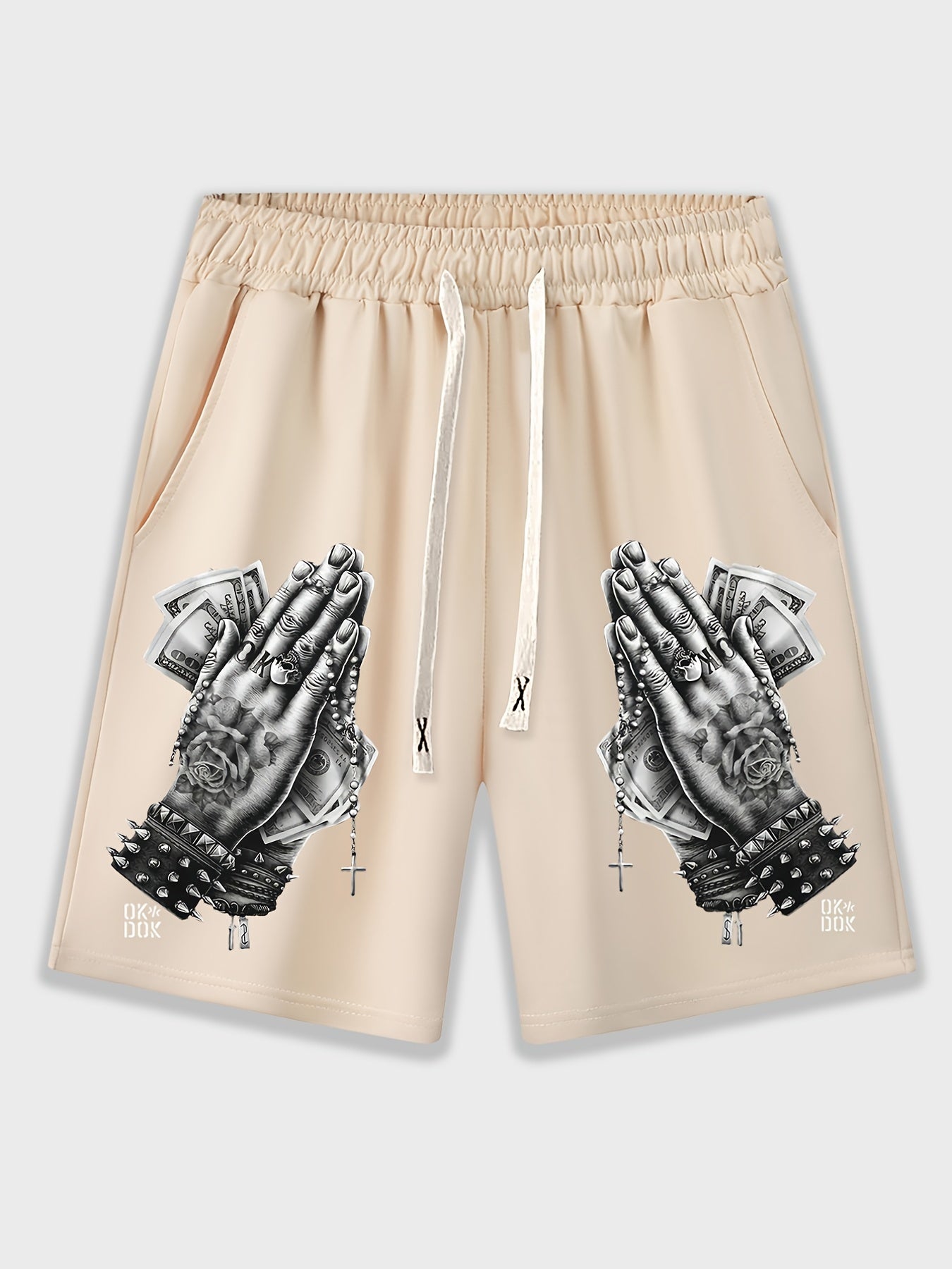 Men's Thin Prayer Hand Print Drawstring Shorts