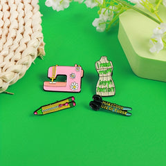 Sewing Machine Scissors Paintbrush Brooch Creative Pin Gift for Girls
