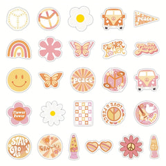 50pcs Hippie Stickers Vinyl Waterproof Party Decorations for Laptop Water Bottle