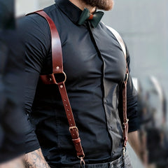Men's Rivet Hollow Out Leather Belt Harness Fierce Armor Costume