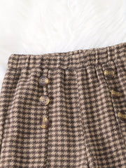 Tween Girls Retro Jacquard Plaid Flare Pants