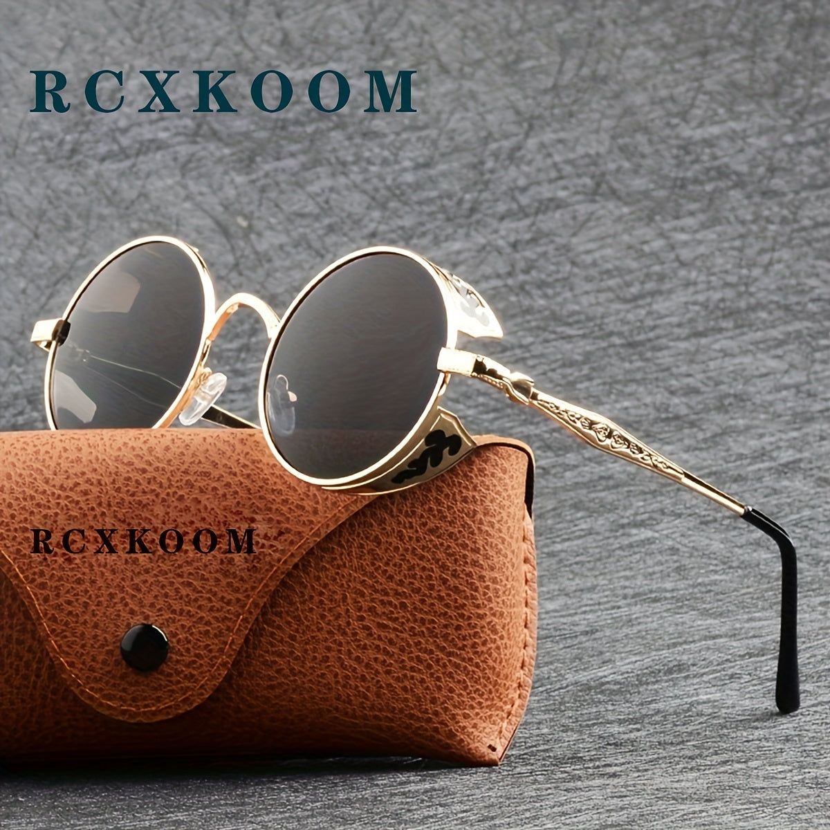Vintage Metal Steampunk Sunglasses Polarized Round Frame Mens Womens