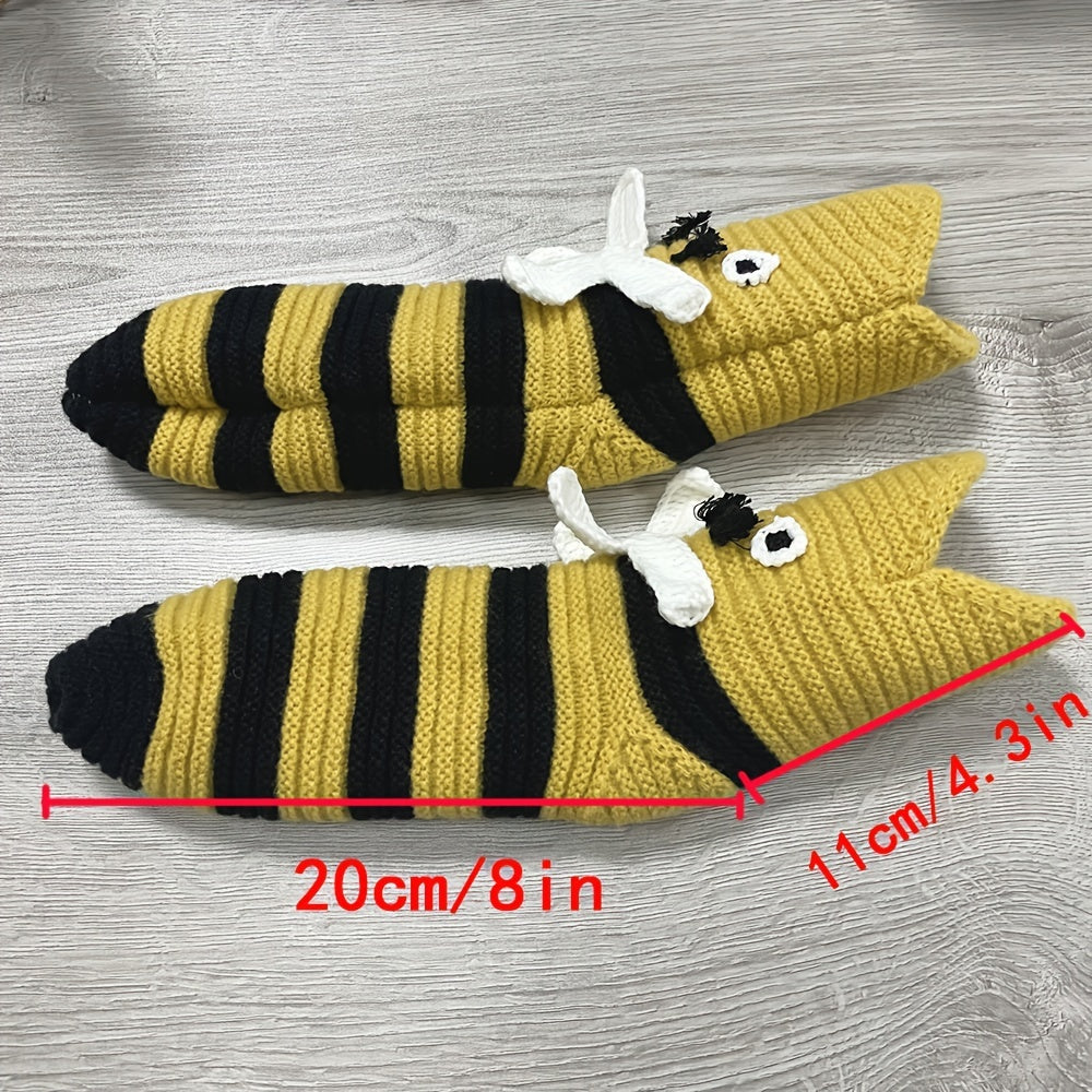 Cartoon Bee Knitted Socks Women's Stockings & Hosiery