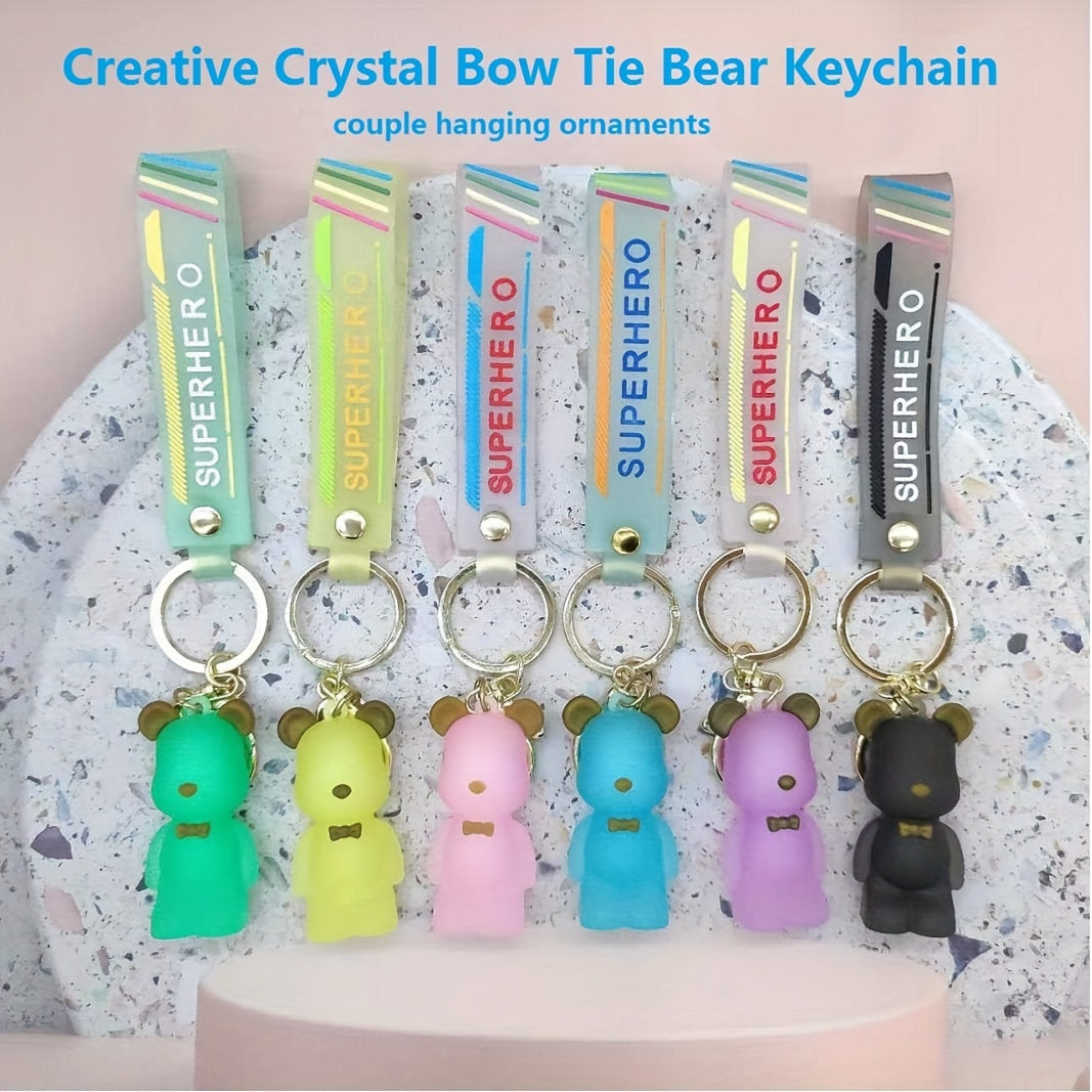 Crystal Bow Tie Bear Keychain Transparent Bear Keychain Bag Pendant