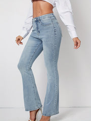 Stretchy Bootcut Slash Pocket Bell Bottoms Denim Pants