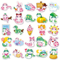 50pcs Kids Snake Cartoon Stickers Self Adhesive Decals for Desktops Party Favors