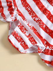 2pcs Baby Girls Star Print Camisole Top & Striped Shorts Swimsuit