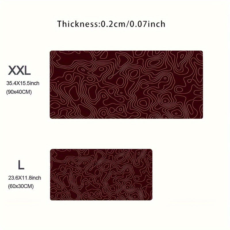 Topographic Map Seamless Red Mousepad - Gaming Rubber Anti Slip Mouse Pad