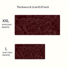 Topographic Map Seamless Red Mousepad - Gaming Rubber Anti Slip Mouse Pad