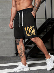 Men's 1980 Print Shorts Casual Stretch Drawstring Shorts