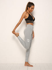 Breathable High Waisted Yoga Leggings with Mesh and Colorblock