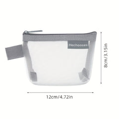Portable Mesh Storage Bag Zipper Pouch Toiletry Bag Cosmetic Bag