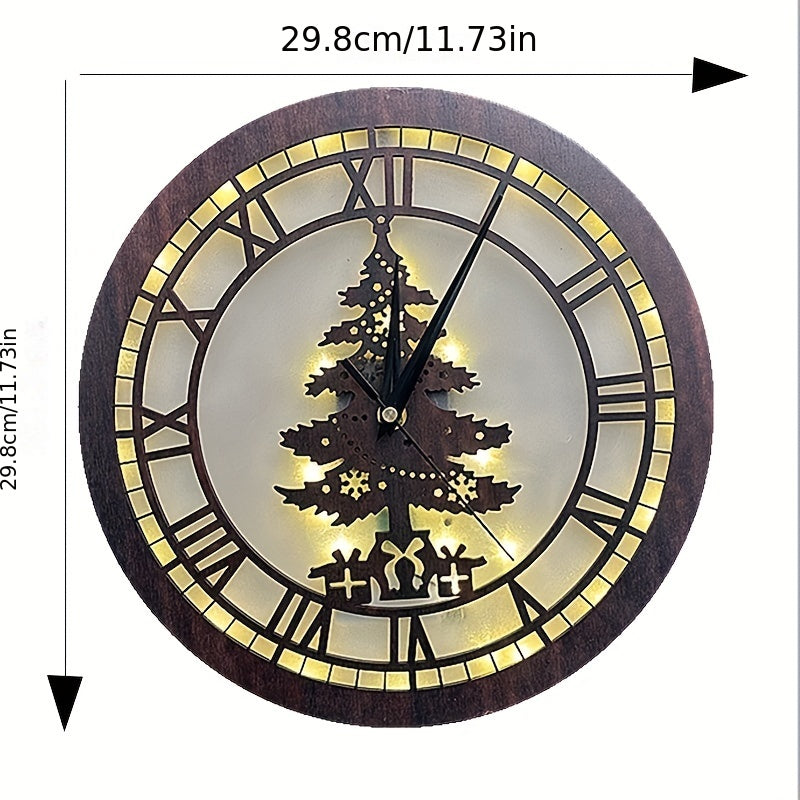 Retro Wooden Sign Hanging Clock LED Lamp