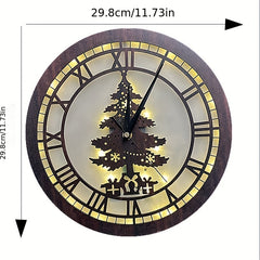 Retro Wooden Sign Hanging Clock LED Lamp