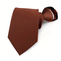 Solid Polyester Men's Zipper Necktie