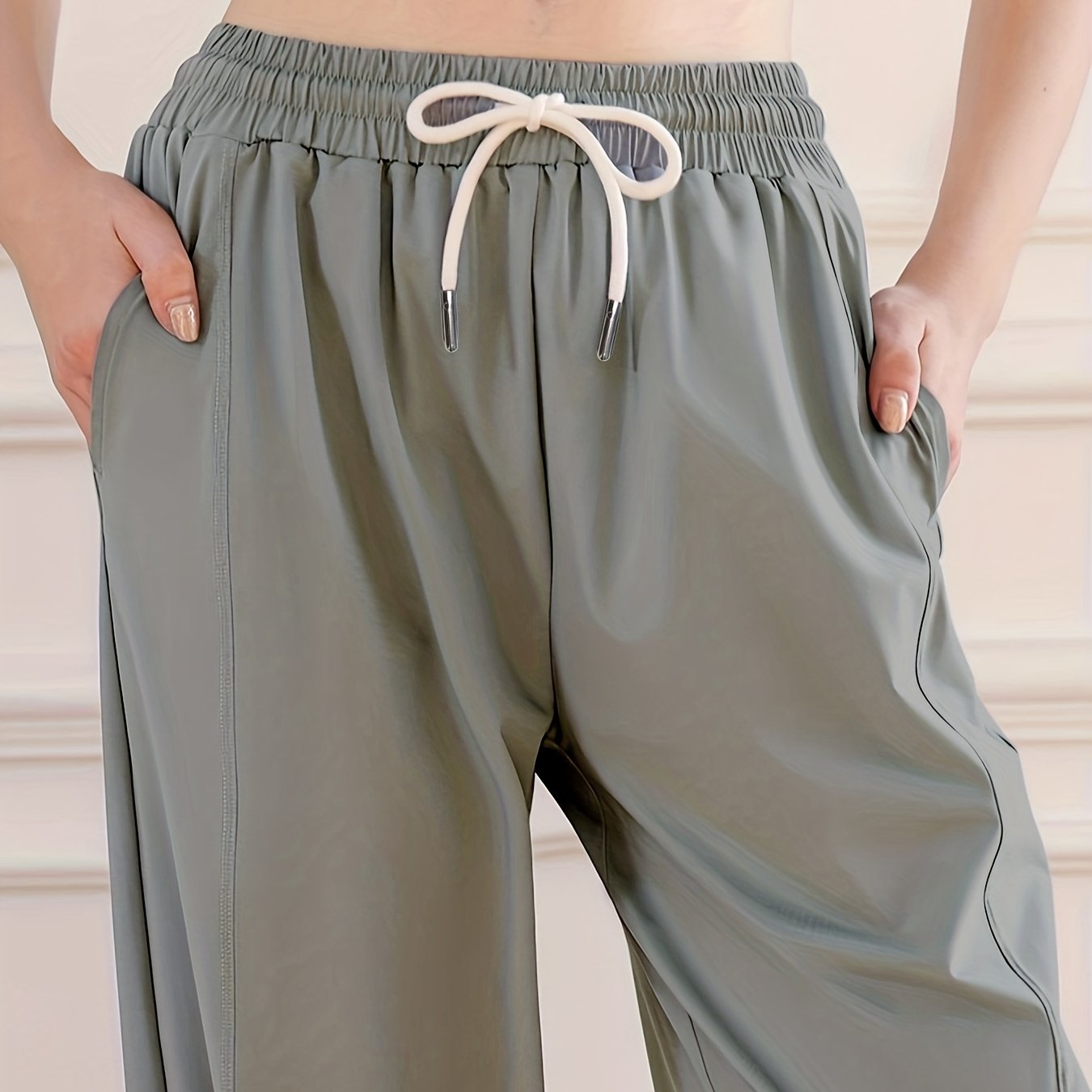 Sporty Drawstring Jogging Pants Quick Dry Activewear