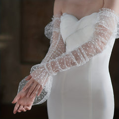Polka Dotted Long Gloves for Wedding