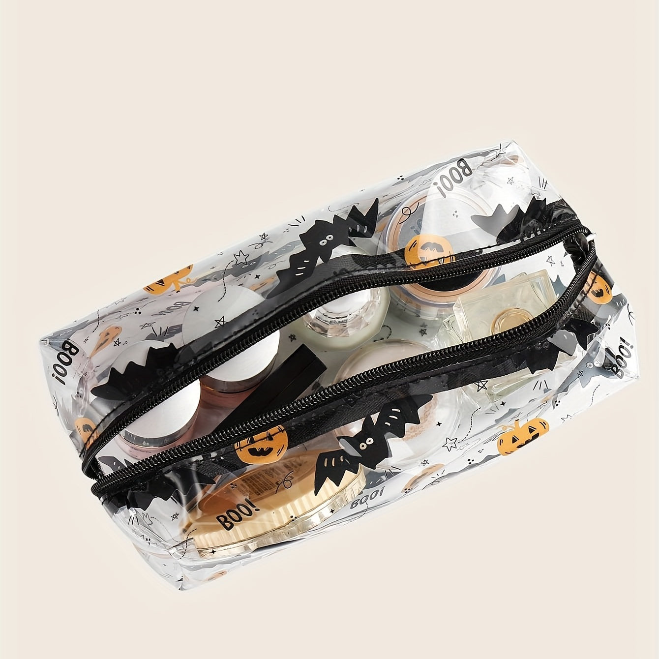 Halloween Pumpkin & Bat Print Cosmetic Bag