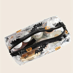 Halloween Pumpkin & Bat Print Cosmetic Bag