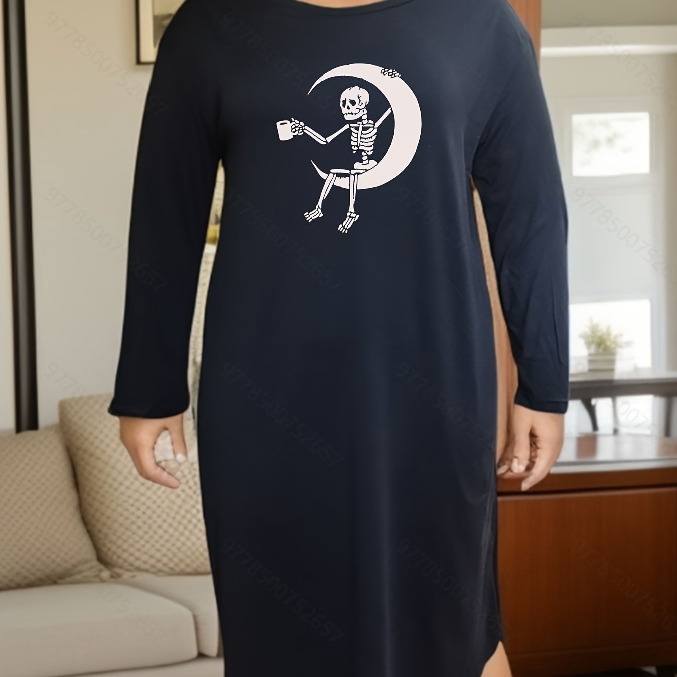 Halloween Moon & Skull Print Dress