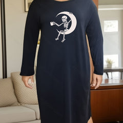 Halloween Moon & Skull Print Dress