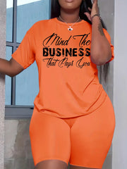 Short Sleeve T Shirt & Biker Shorts 2pcs Outfit for Women