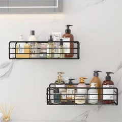 Adhesive Corner Shower Shelf with Hooks and Soap Holder