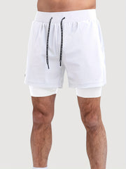 Men's 2 In 1 Running Shorts Activewear Stretch Drawstring Sport Shorts