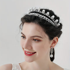 Crown Hair Band Rhinestone & Faux Pearl Decor Headband Bridal Wedding Headwear