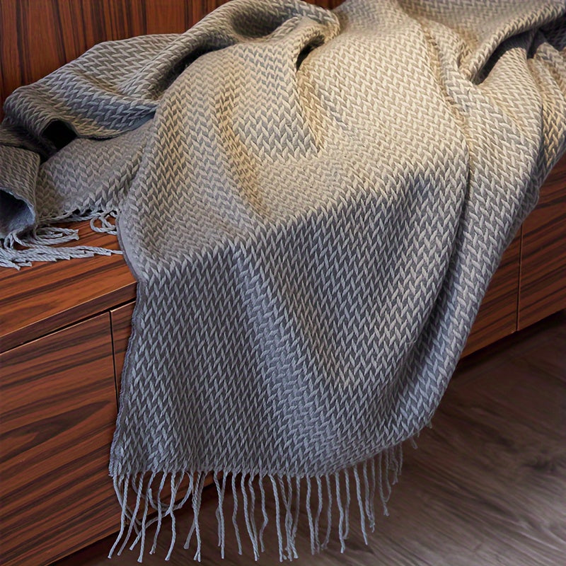 Classic Knitted Throw Blanket Shawl for Outdoor Travel