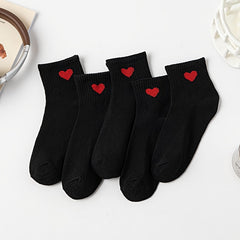 10 Pairs Heart Print Socks - Women's Stockings