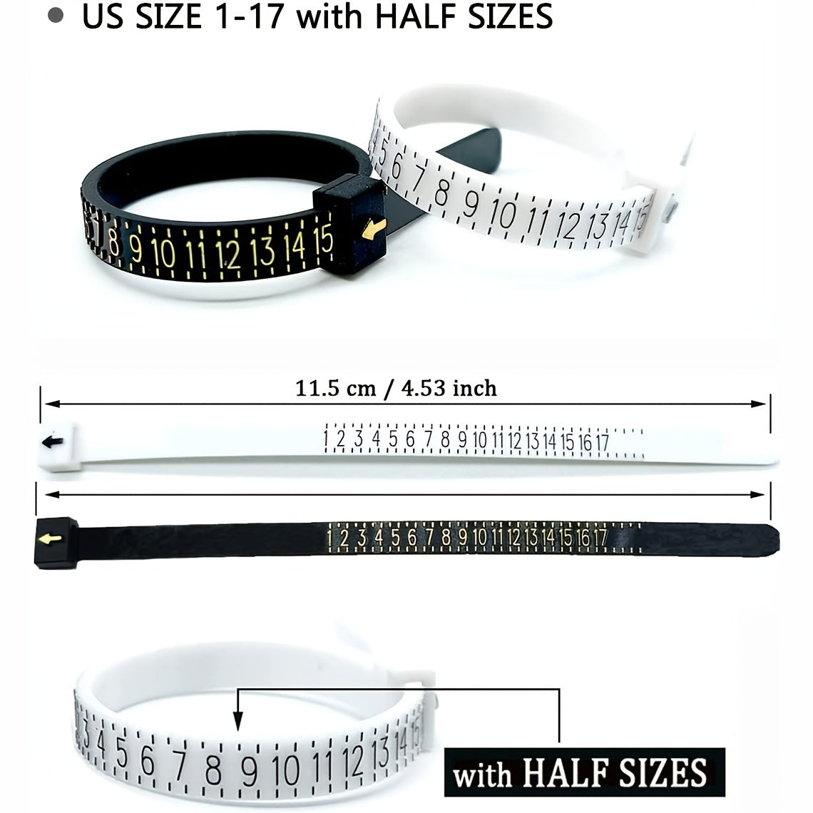 Ring Sizer Reusable Measuring Tool 1-17 Rings Size