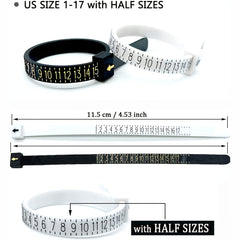 Ring Sizer Reusable Measuring Tool 1-17 Rings Size