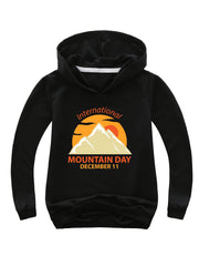 Cotton INTERNATIONAL MOUNTAIN Print Hoodies Girls Comfy Hooded Sweatshirt