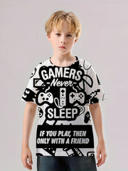 3D Golden Retriever Print Kid's T shirt Short Sleeve Top