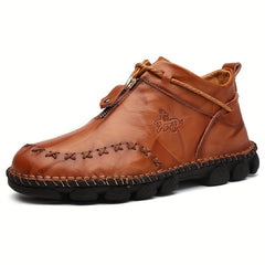 Men's Stitched Mid Top Zipper Boots Outdoor Shoes