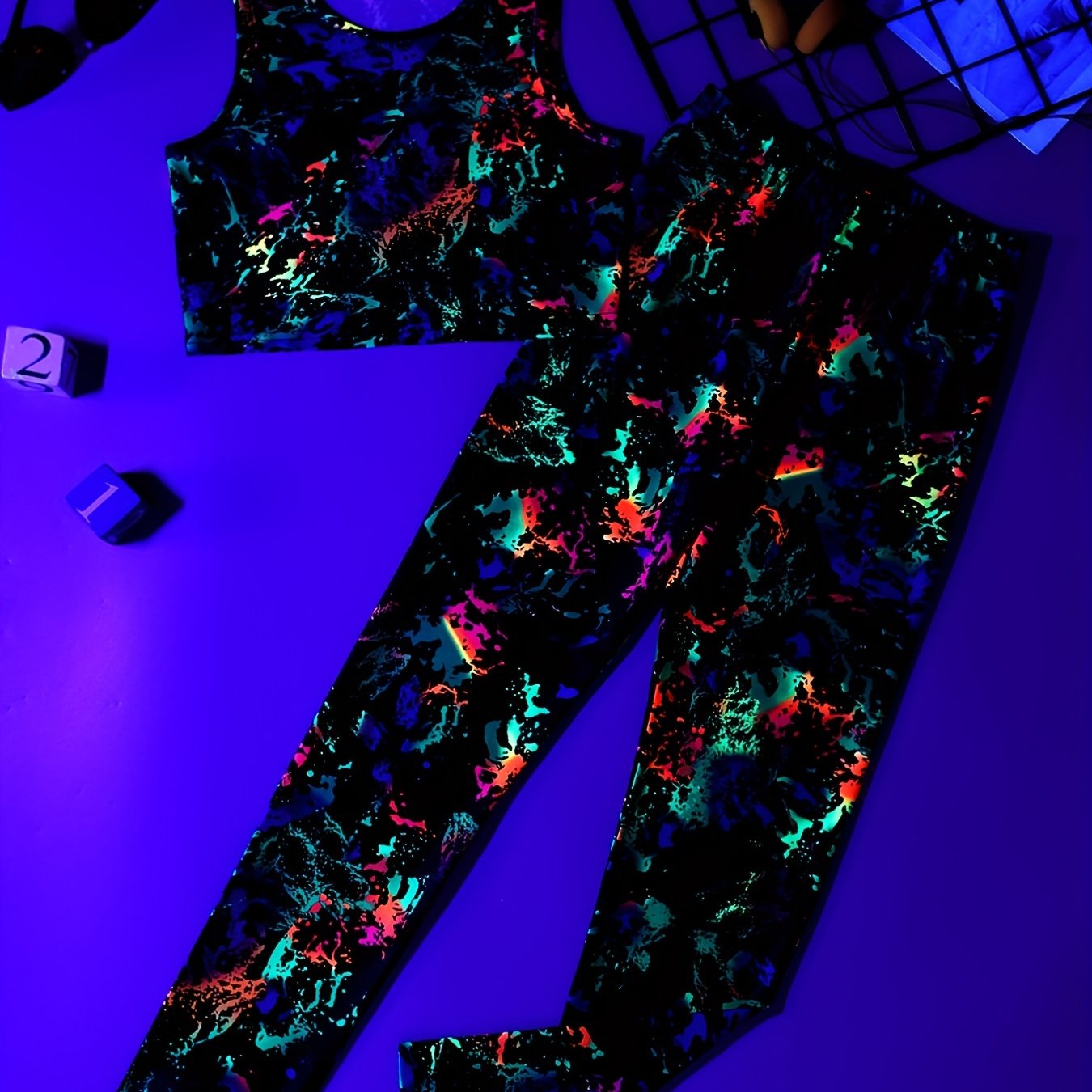 Luminous Tie Dye Printed Sports Tank Top Glow In The Dark Graphic