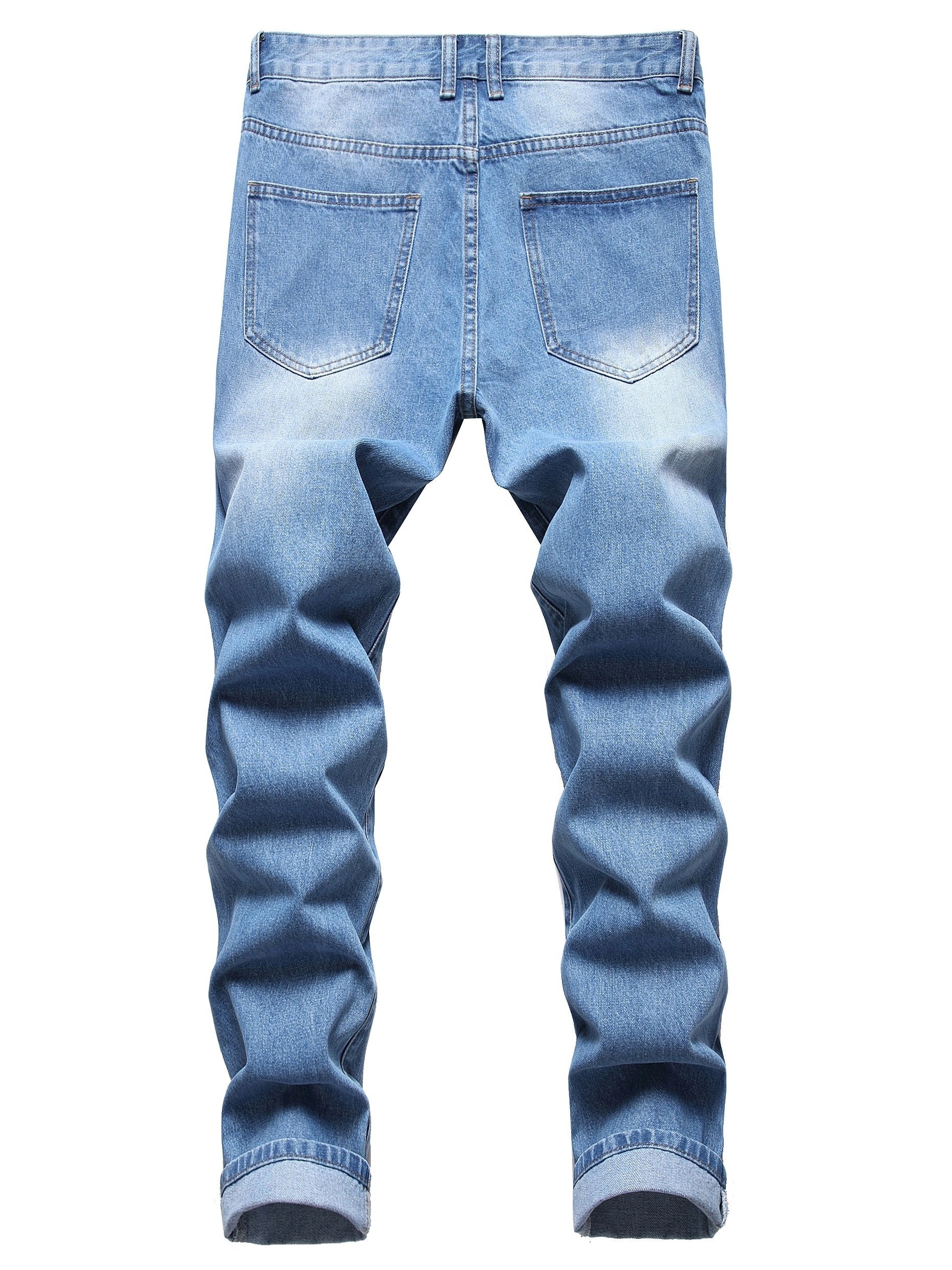 Men's Ripped Washed Jeans Streetwear Denim Pants