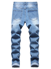 Men's Ripped Washed Jeans Streetwear Denim Pants