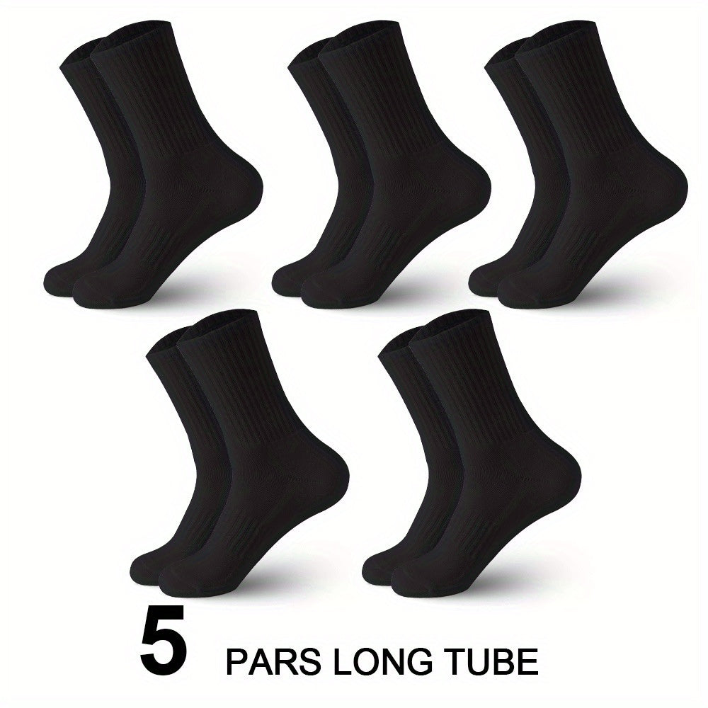 5 Pairs Men's Casual Sports Socks - Sweat Absorption, Odor Resistance