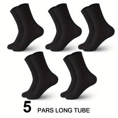 5 Pairs Men's Casual Sports Socks - Sweat Absorption, Odor Resistance