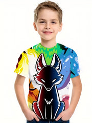 Kids' Fox Graphic T Shirt 3D Digital Print Active Stretch Short Sleeve Novel Tee