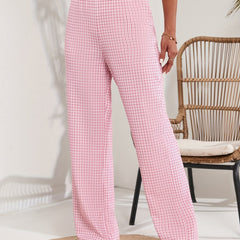 Plaid Straight Leg Pants High Waist Loose Fit