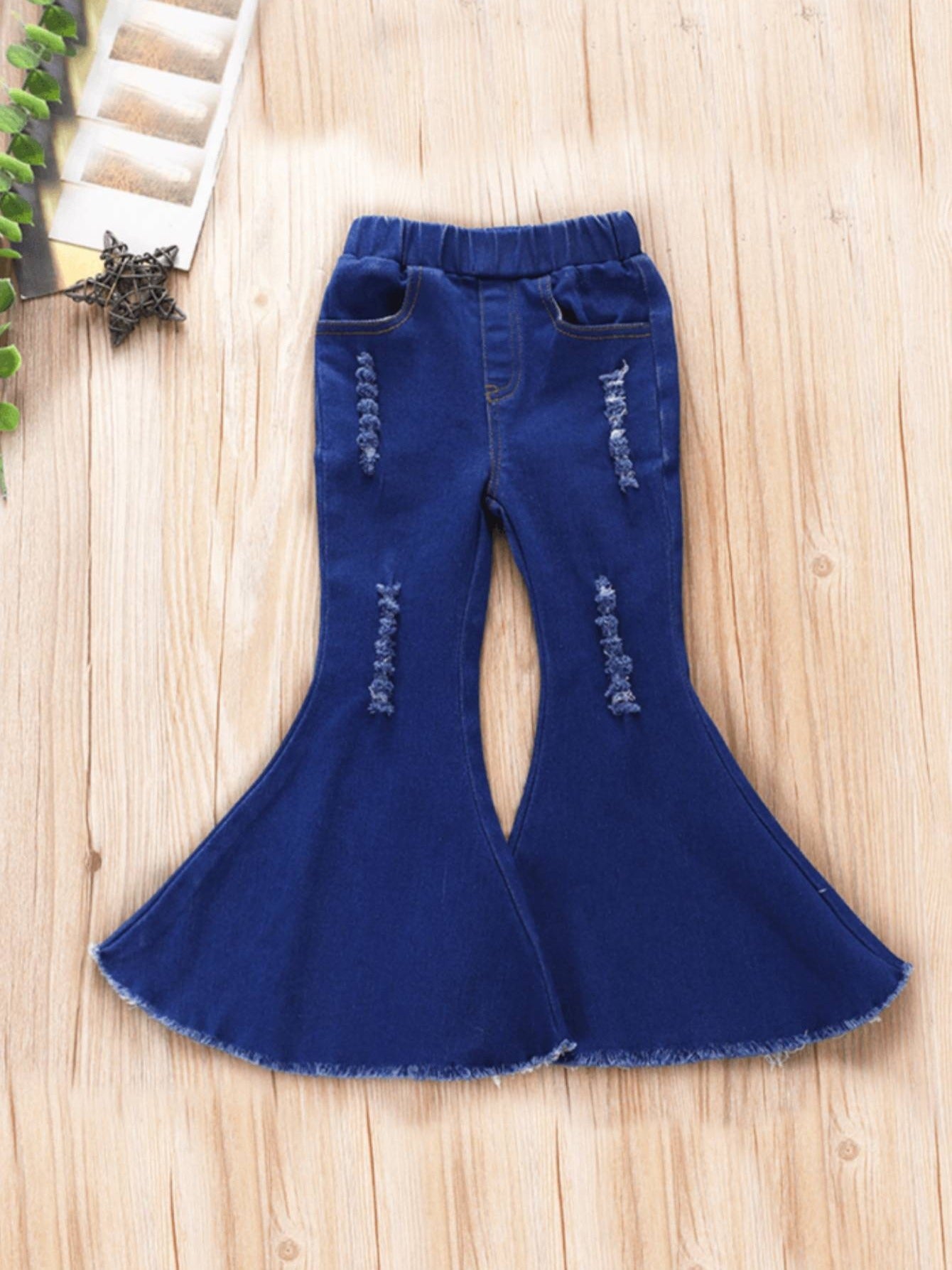 Toddler Girls Flare Leg Ripped Jeans