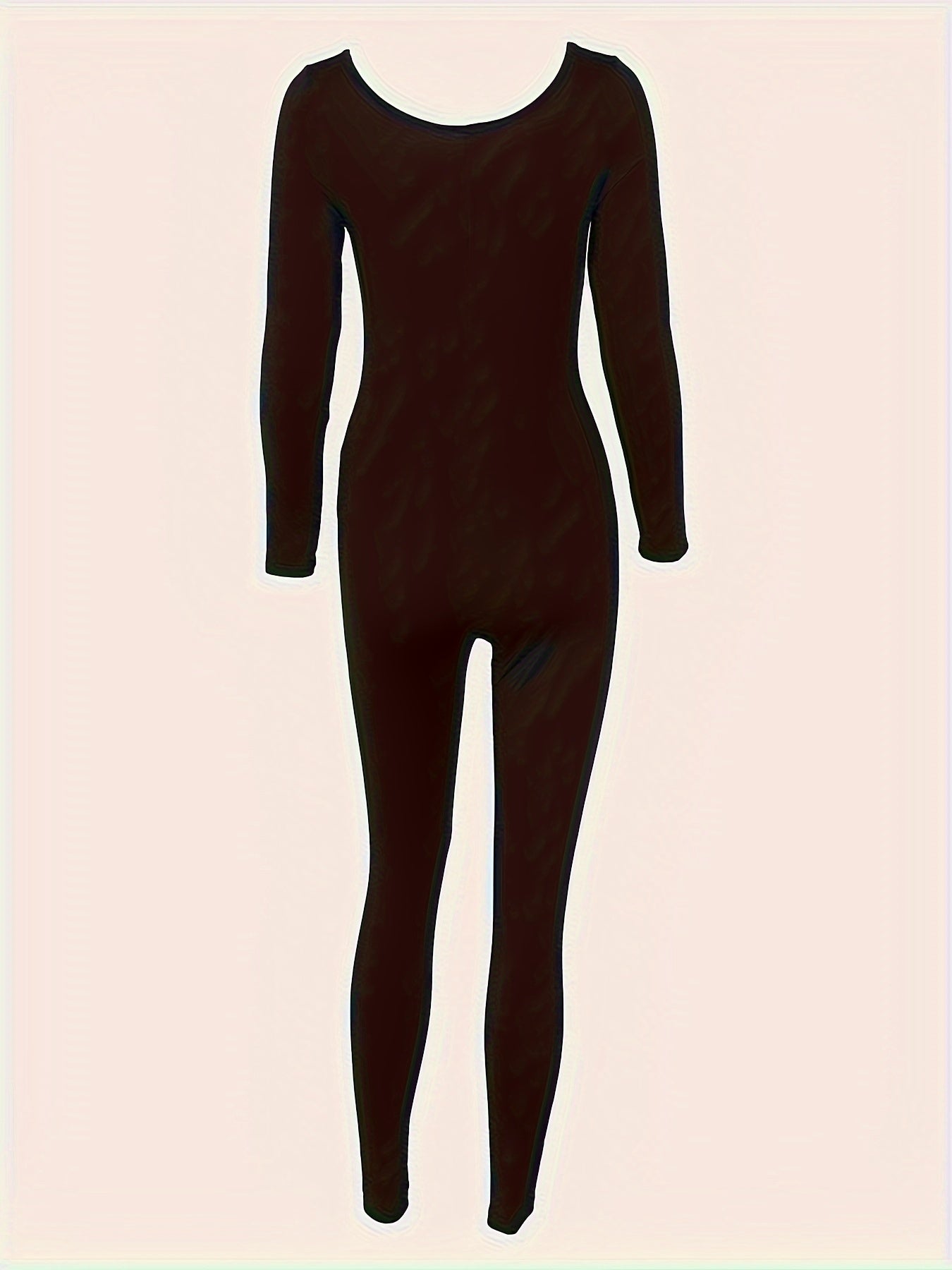 Solid Round Neck Yoga Jumpsuit Long Sleeve Sports Bodyduit