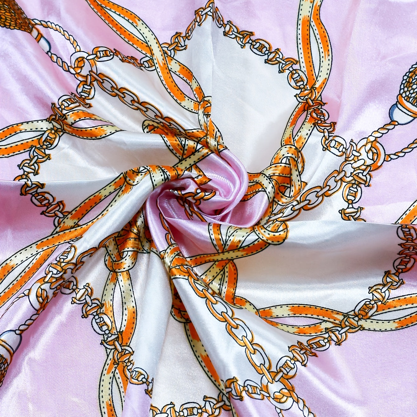 Chain Tassel Print Square Scarf Women Neckerchief Sunscreen Headwrap