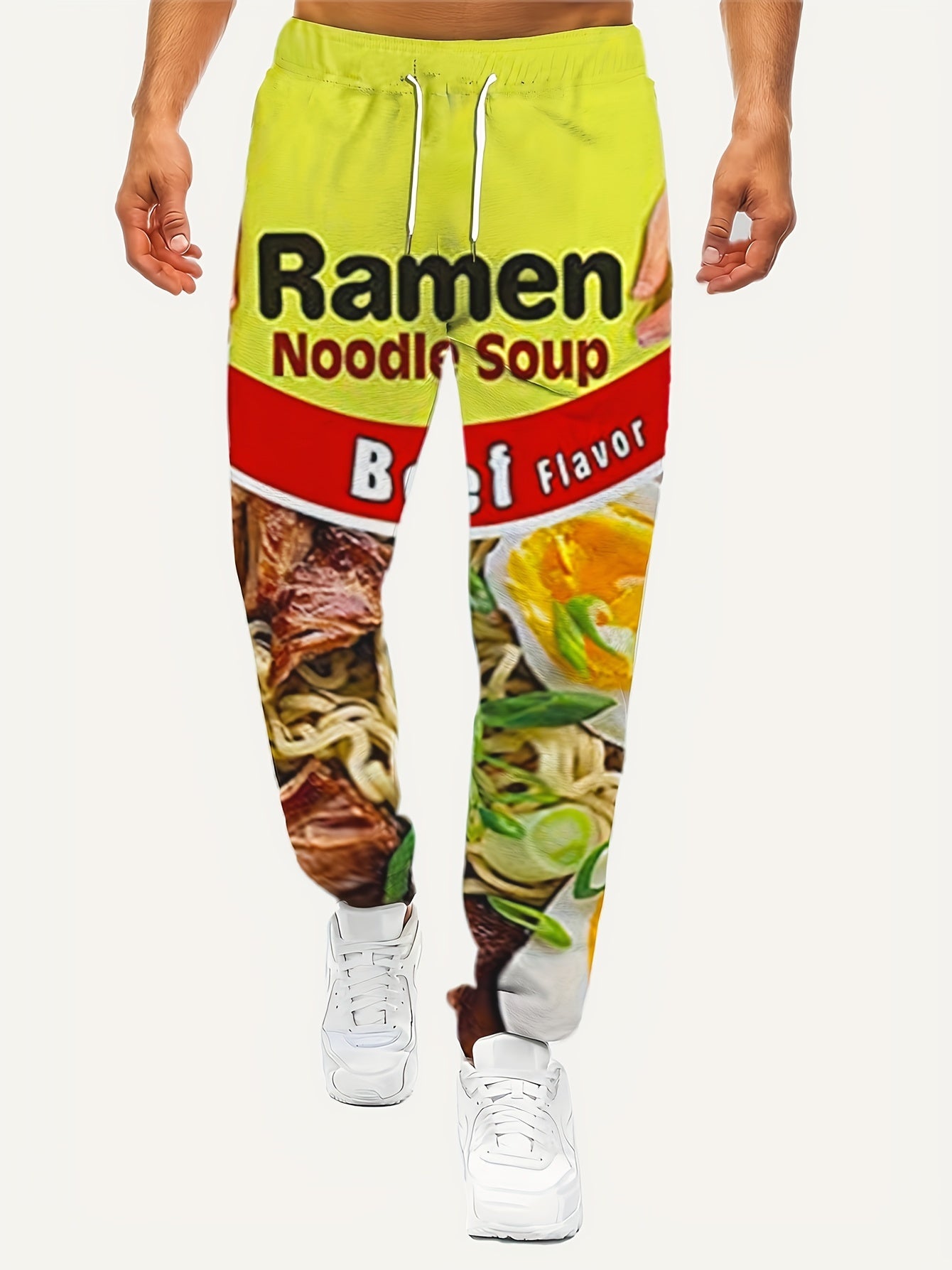 Ramen Lover Pattern Print Men's Sweatpants Casual Drawstring Active