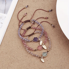 Natural Stone Bead Bracelet Adjustable Wristband Jewelry