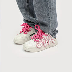 Women's Lace Up Skate Shoes Thick Sole Flatform Sneakers